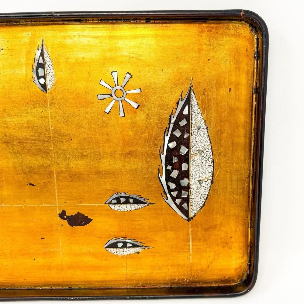 Vintage Nam Phuong Saigon Lacquer Tray Eggshell & Mother of Pearl Inlay MCM 16”